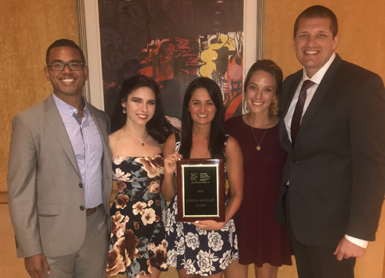 Trial Team members received Ethical Advocacy Award at National Civil Trial Competition